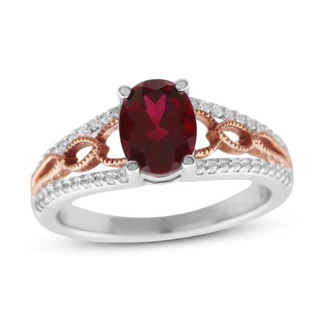 Lab-Created Ruby & White Sapphire Ring Sterling Silver 10K Rose Gold