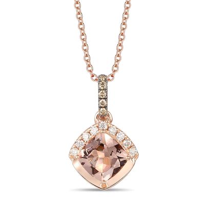 Le Vian Morganite Necklace 1/10 ct tw Diamonds 14K Strawberry Gold