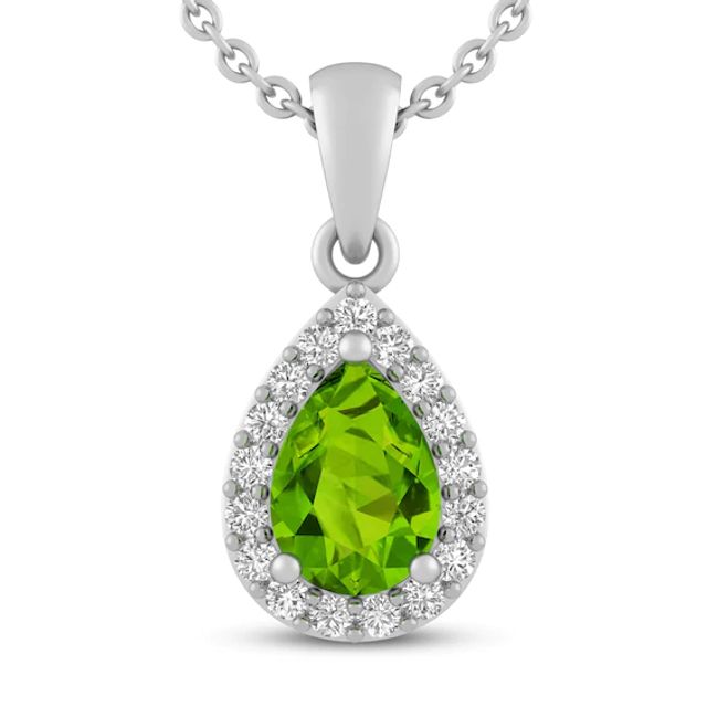 Peridot & White Lab-Created Sapphire Necklace Sterling Silver 18"