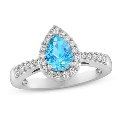 Kay Blue Topaz & White Lab-Created Sapphire Ring Sterling Silver