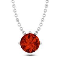 Kay Garnet Solitaire Necklace Sterling Silver 18"
