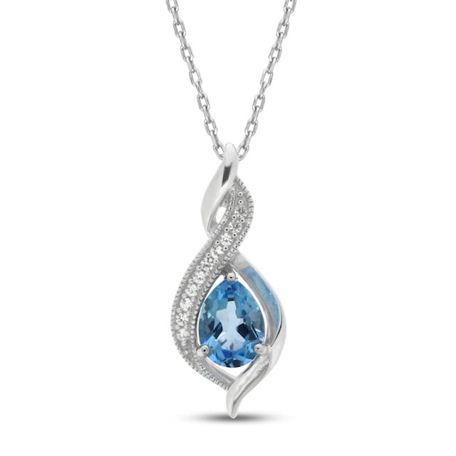 Swiss Blue Topaz & Lab-Created Sapphire Necklace in Sterling Silver