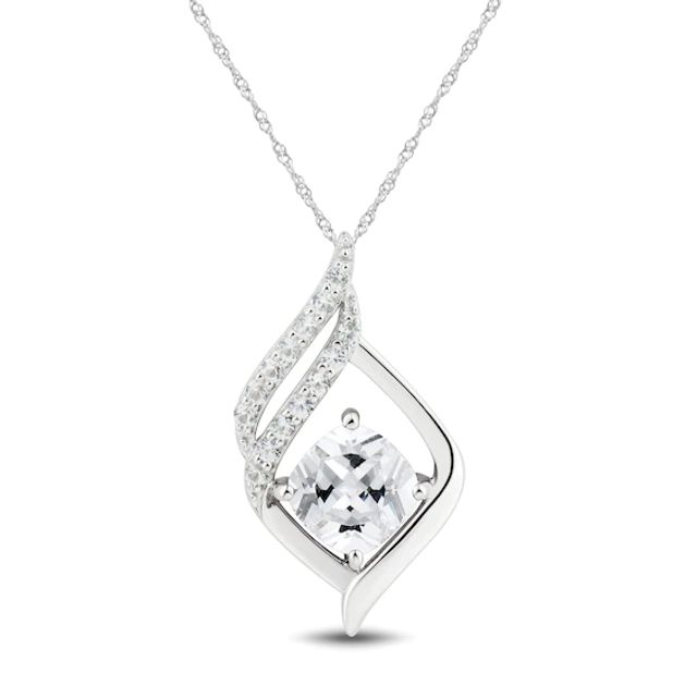 White Topaz Necklace Sterling Silver 18"