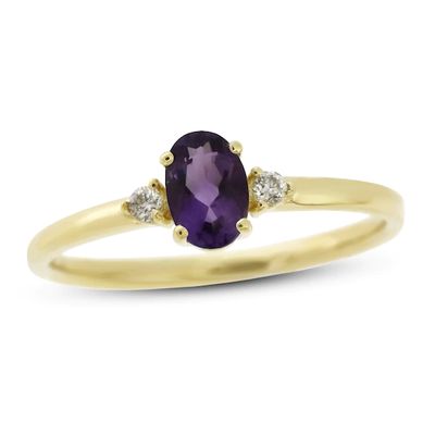 Amethyst & Diamond Ring 1/20 ct tw 10K Yellow Gold