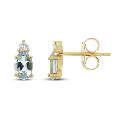 Aquamarine & Diamond Earrings 1/20 ct tw 10K Yellow Gold