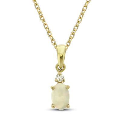 Kay Opal & Diamond Necklace 10K Yellow Gold 18"