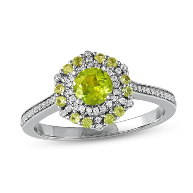 Peridot & Diamond Ring 1/6 ct tw 10K White Gold