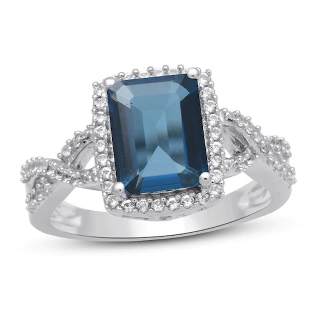 Kay London Blue Topaz & White Lab-Created Sapphire Ring Sterling Silver