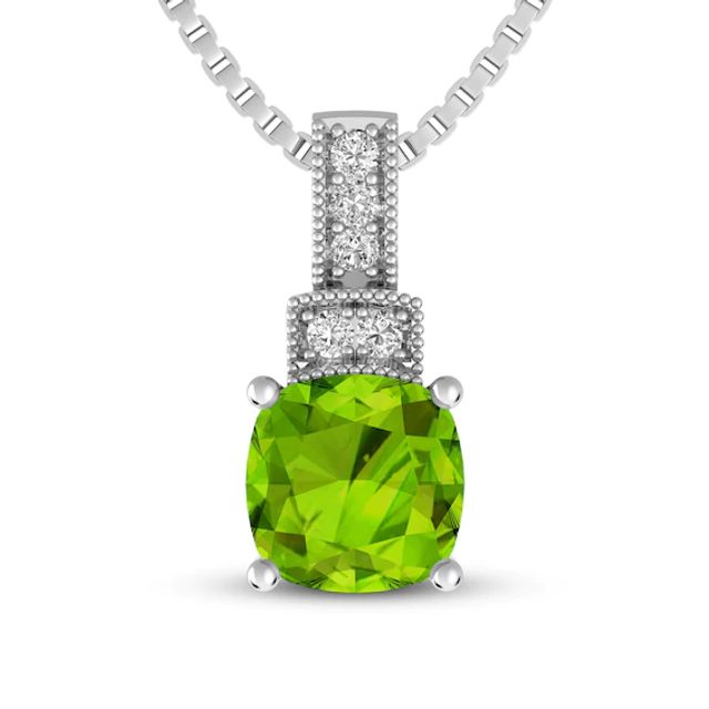 Peridot & White Topaz Necklace Sterling Silver 18"