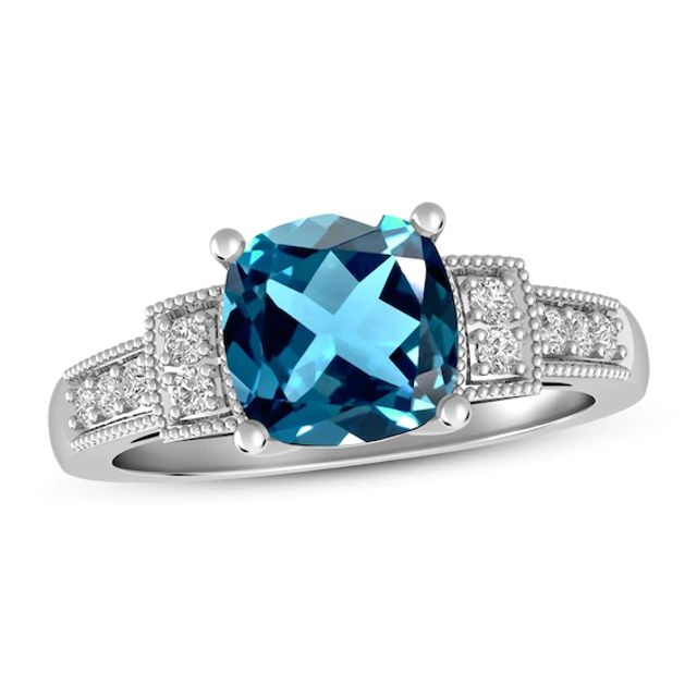 Blue & White Topaz Ring Sterling Silver