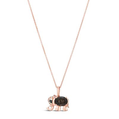 Le Vian Quartz & Diamond Elephant Necklace 14K Strawberry Gold 18"