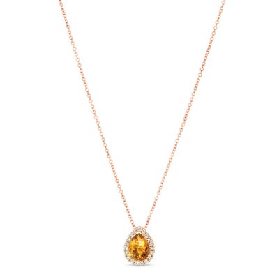 Le Vian Citrine & Diamond Necklace 1/8 ct tw 14K Strawberry Gold 18"