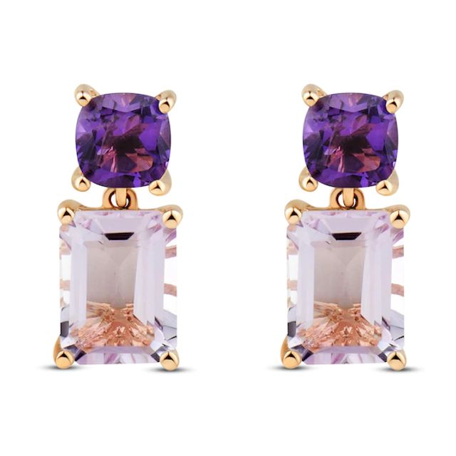 Amethyst Drop Earrings 10K Rose Gold