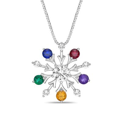 Rainbow Snowflake Necklace Sterling Silver 18"