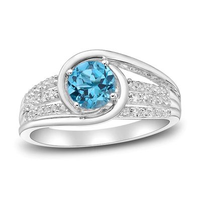 Blue/White Topaz Ring Sterling Silver