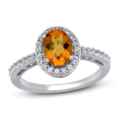 Kay Citrine & White Lab-Created Ring Sterling Silver