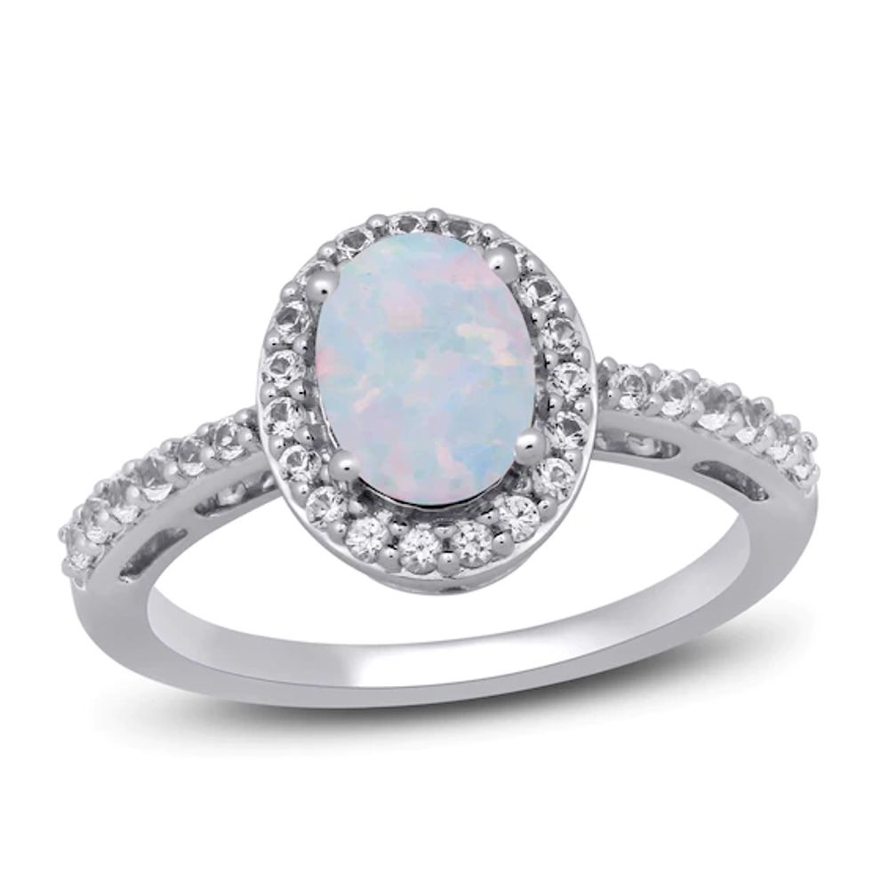 Kay Lab-Created Opal & White Lab-Created Ring Sterling Silver