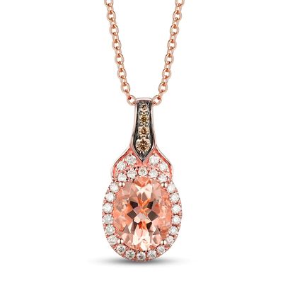 Le Vian Morganite Necklace 1/4 ct tw Diamonds 14K Strawberry Gold 18"