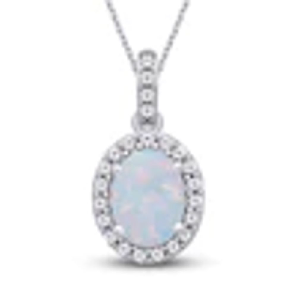 Kay Lab-Created Opal & White Lab-Created Sapphire Necklace Sterling Silver 18"