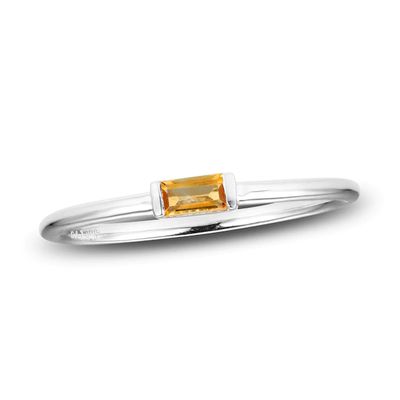 Citrine Baguette Ring Sterling Silver