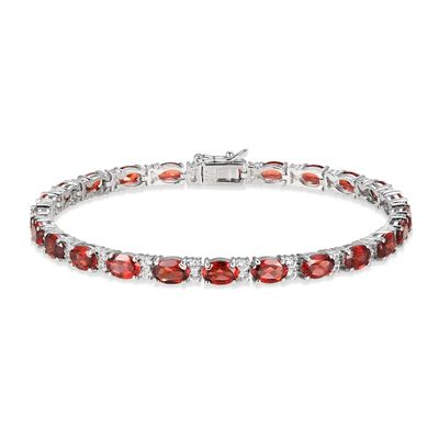 Garnet & White Lab-Created Sapphire Bracelet Sterling Silver 7.25"