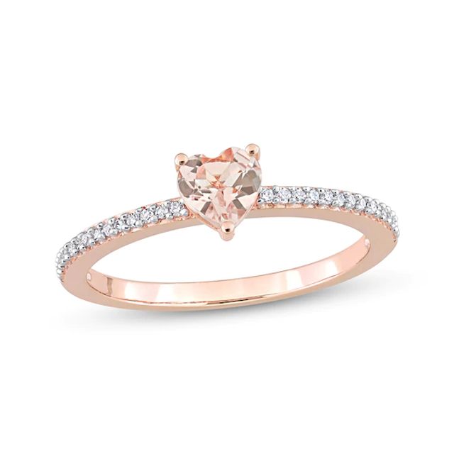 Morganite & Diamond Heart Ring 1/10 ct tw Round-cut 10K Rose Gold