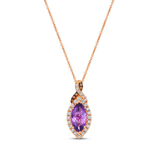 Le Vian Chocolate Twist Amethyst Necklace 1/3 ct tw Diamonds 14K Strawberry Gold 19"