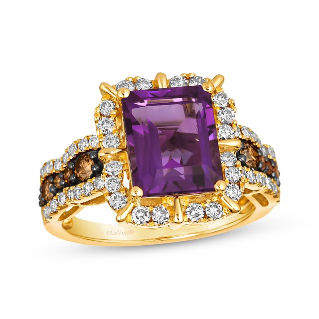 Le Vian Chocolate Waterfall Emerald-Cut Amethyst Ring 7/8 ct tw Diamonds 14K Honey Gold