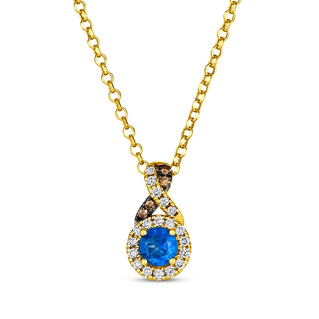 Le Vian Sapphire Necklace 1/6 ct tw Diamonds 14K Vanilla Gold