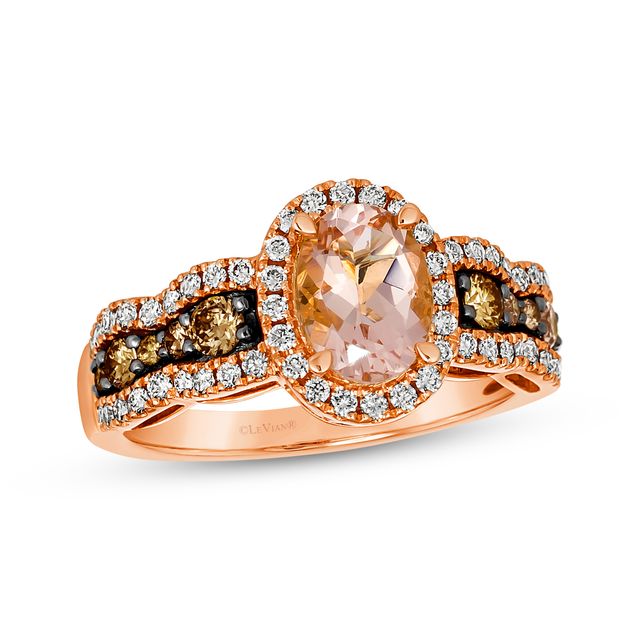 Le Vian Chocolate Waterfall Round-Cut Morganite Ring 3/4 ct tw Diamonds 14K Strawberry Gold