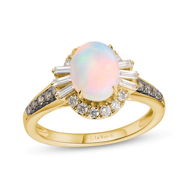 Le Vian Oval-Cut Opal Ring 1/2 ct tw Diamonds 14K Honey Gold