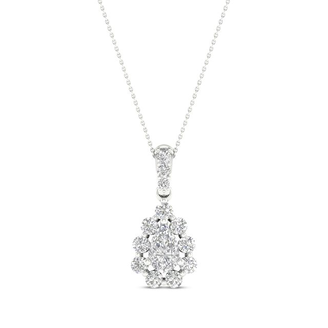 Lab-Created Diamonds by KAY Pear-Shaped Necklace 1 ct tw 14K White Gold 18"
