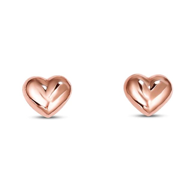 Kay Puffed Heart Children's Earrings 14K Rose Gold