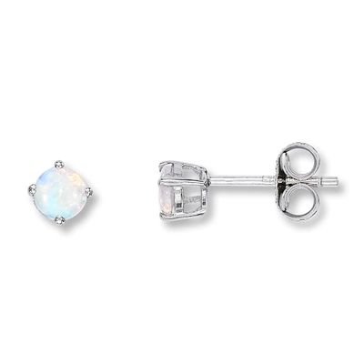 Kay Lab-Created Opal Earrings Round-Cut 14K White Gold