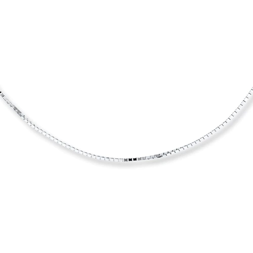 Solid Box Chain Necklace 10K White Gold 18"