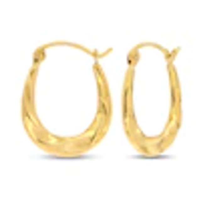 Kay Stamped Textured Fashion Hoop Earrings 14K Yellow Gold