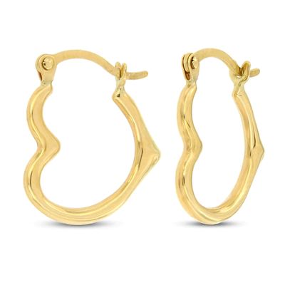 Kay Stamped Heart Earrings 14K Yellow Gold