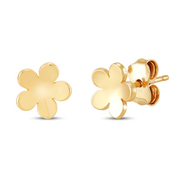 Flower Stud Earrings 10K Yellow Gold