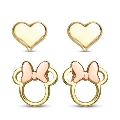 Kay Children's Minnie Mouse Earrings Boxed Set 14K Two-Tone Gold