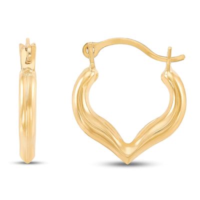 Heart Hoop Earrings 10K Yellow Gold