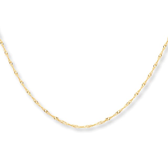 Solid Singapore Chain Necklace 10K Yellow Gold 30"