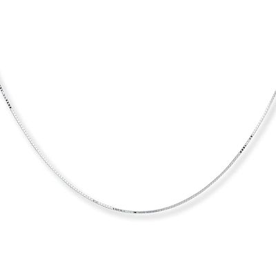 Solid Box Chain Necklace 10K White Gold 18"