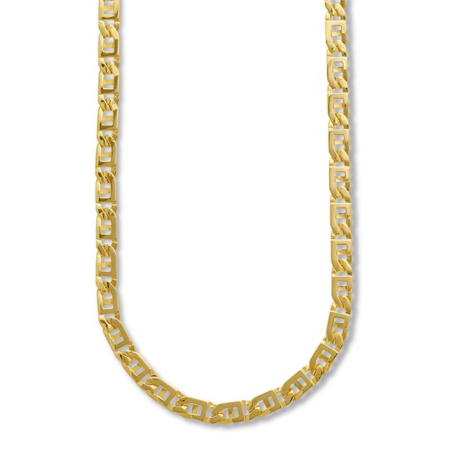 Solid Link Chain Necklace 14K Yellow Gold 24"