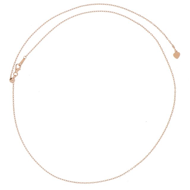 Heart Lariat Necklace Solid 14K Rose Gold 22"