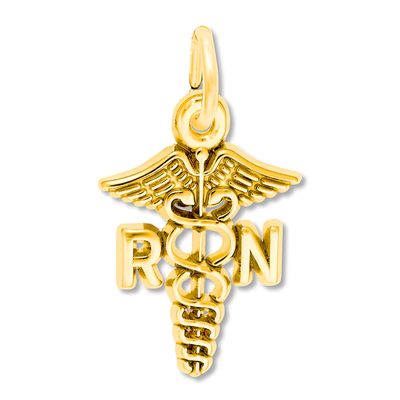 RN Caduceus Charm 14K Yellow Gold