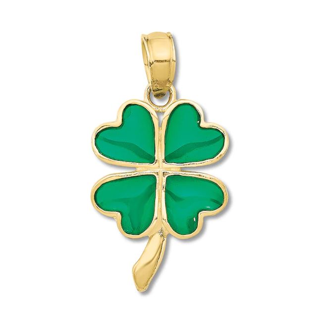 Four Leaf Clover Charm 14K Yellow Gold/Enamel