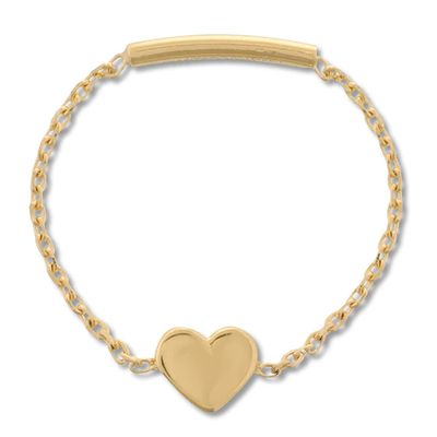 Heart Chain Ring 14K Yellow Gold