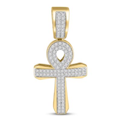 Men's Diamond Cross Pendant 1 ct tw 10K Yellow Gold