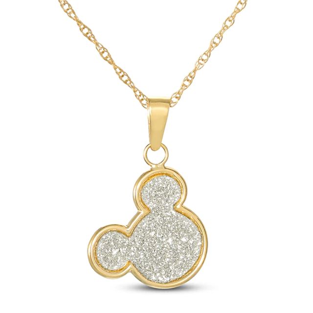 Kay Children's Mickey Mouse Glitter Necklace 14K Yellow Gold 13"