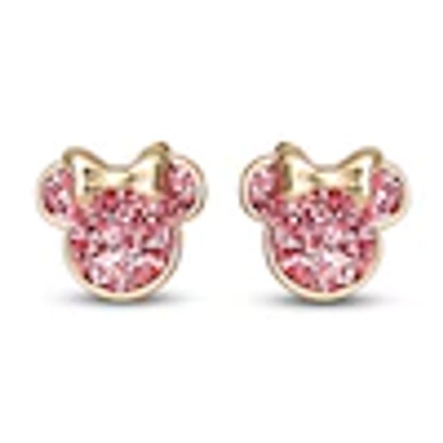 Kay Children's Minnie Mouse Pink Glitter Stud Earrings 14K Yellow Gold